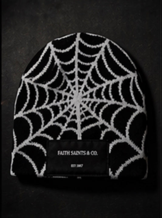 Faith Saints & Co.™ Black Spider print beanie
