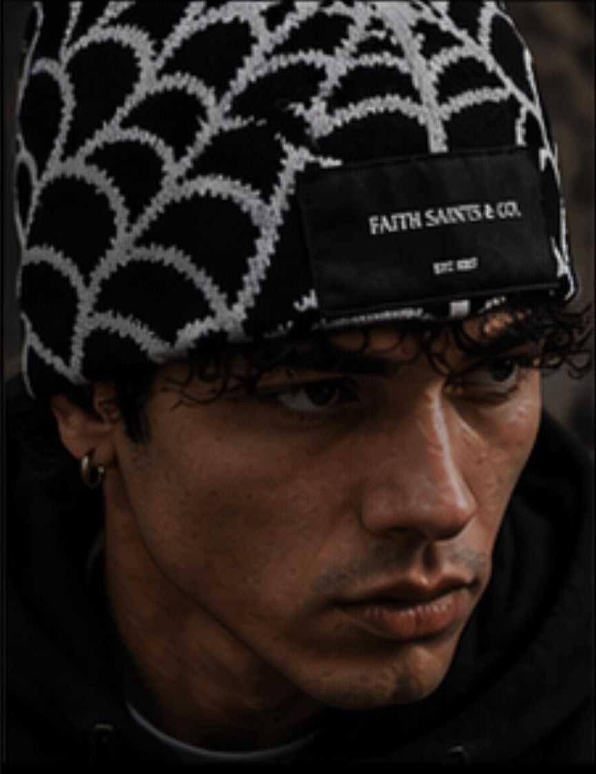Faith Saints & Co.™ Black Spider print beanie