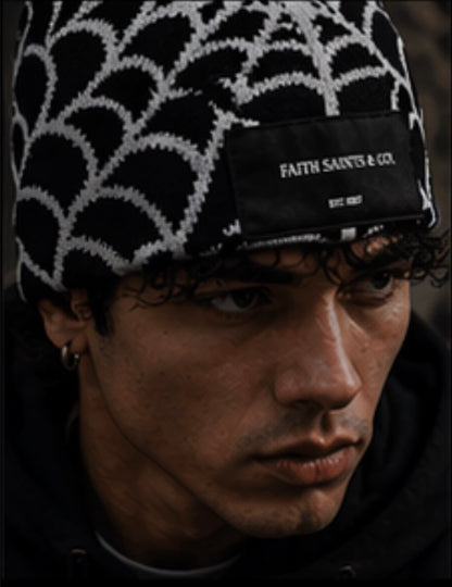 Faith Saints & Co.™ Black Spider print beanie